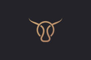 Bull Taurus Vector Logo. Linear Cow Steak Creative Logotype.